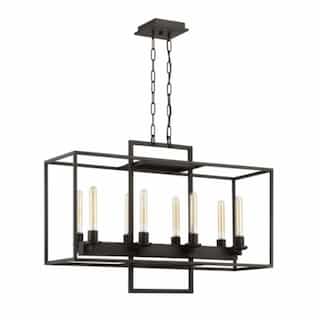 Cubic Linear Chandelier w/o Bulbs, 8 Lights, E26, Aged Bronze Brushed