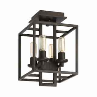 Cubic Semi Flush Mount Fixture w/o Bulbs, 4 Lights, E26, Aged Bronze