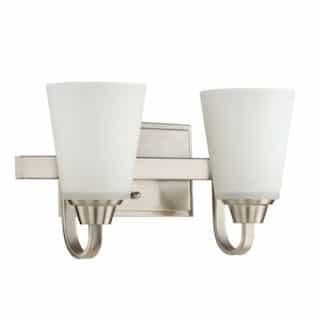 Grace Vanity Light Fixture w/o Bulbs, 2 Lights, Nickel & Frosted Glass