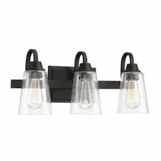 Grace Vanity Light Fixture w/o Bulbs, 3 Lights, Espresso & Seed Glass