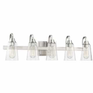 Grace Vanity Light Fixture w/o Bulbs, 5 Lights, Nickel & Seeded Glass