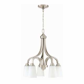 Craftmade Grace Down Chandelier w/o Bulbs, 5 Lights, Nickel & Frosted Glass