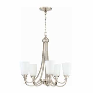 Craftmade Grace Chandelier w/o Bulbs, 5 Lights, Polished Nickel & Frosted Glass