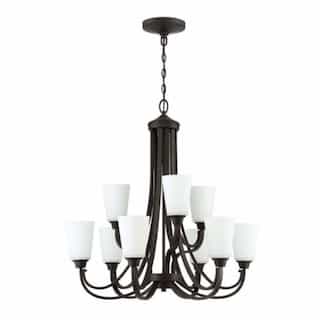 Craftmade Grace Chandelier w/o Bulbs, 9 Lights, Espresso & Frosted Glass