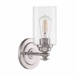 Dardyn Wall Sconce Fixture w/o Bulb, 1 Light, Nickel & Clear Glass