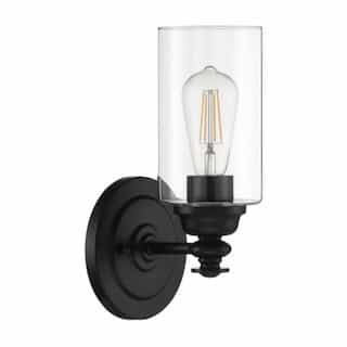 Dardyn Wall Sconce Fixture w/o Bulb, 1 Light, Flat Black & Clear Glass