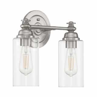 Dardyn Vanity Light Fixture w/o Bulbs, 2 Lights, Nickel & Clear Glass