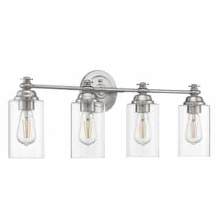 Dardyn Vanity Light Fixture w/o Bulbs, 4 Lights, Nickel & Clear Glass