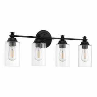 Dardyn Vanity Light Fixture w/o Bulbs, 4 Lights, Flat Black & Clear