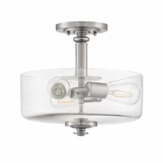 Dardyn Semi Flush Fixture w/o Bulbs, 3 Lights, Nickel & Clear Glass