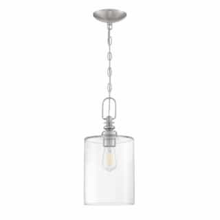 Dardyn Mini Pendant Fixture w/o Bulb, 1 Light, Nickel & Clear Glass