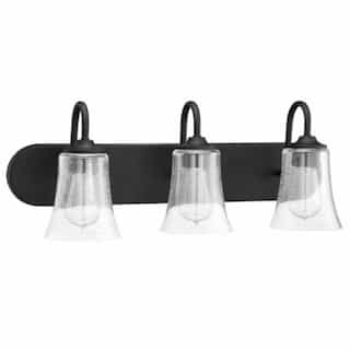 Gwyneth Vanity Light Fixture w/o Bulbs, 3 Lights, Flat Black/Clear