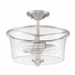 Craftmade Gwyneth Semi Flush Fixture w/o Bulbs, 2 Lights, Nickel/Clear Glass