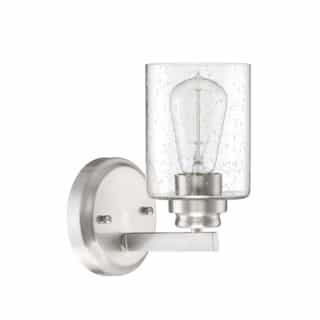 Bolden Wall Sconce Fixture w/o Bulb, 1 Light, Nickel/Clear Glass