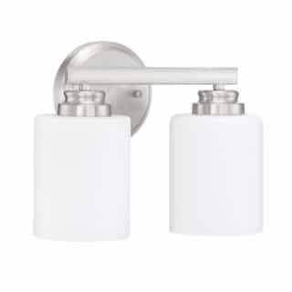 Bolden Vanity Light Fixture w/o Bulbs, 2 Lights, Nickel/White Glass