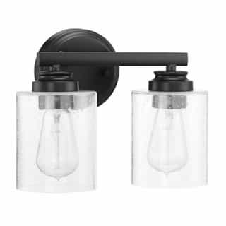 Bolden Vanity Light Fixture w/o Bulbs, 2 Light, Flat Black/Clear Glass