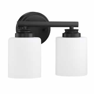 Bolden Vanity Light Fixture w/o Bulbs, 2 Light, Flat Black/White Glass