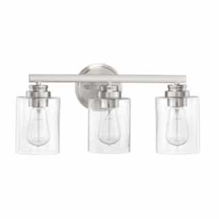 Bolden Vanity Light Fixture w/o Bulbs, 3 Lights, Nickel/Clear Glass