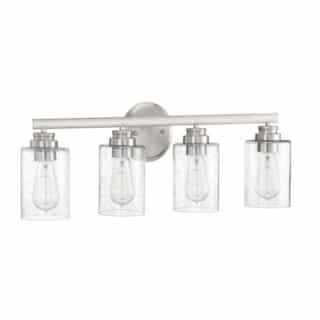 Bolden Vanity Light Fixture w/o Bulbs, 4 Lights, Nickel/Clear Glass