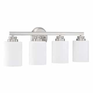 Bolden Vanity Light Fixture w/o Bulbs, 4 Lights, Nickel/White Glass