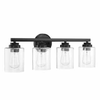 Bolden Vanity Light Fixture w/o Bulbs, 4 Light, Flat Black/Clear Glass