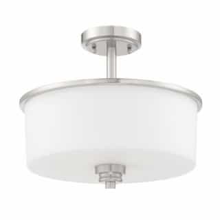 Bolden Semi Flush Fixture w/o Bulbs, 2 Lights, E26, Nickel/White Glass