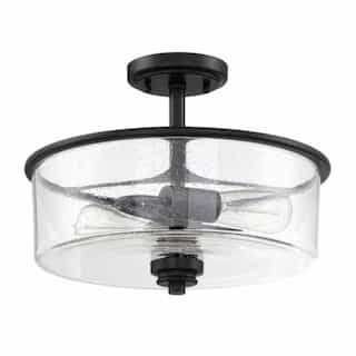 Bolden Semi Flush Fixture w/o Bulbs, 2 Lights, Flat Black/Clear Glass