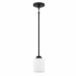 Bolden Mini Pendant Fixture w/o Bulb, 1 Light, Flat Black/White Glass