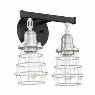 Thatcher Vanity Light Fixture w/o Bulbs, 2 Lights, Flat Black/Nickel