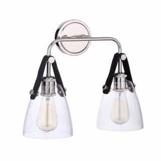 Hagen Vanity Light Fixture w/o Bulbs, 2 Lights, E26, Polished Nickel