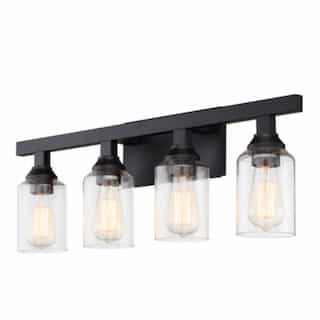 Chicago Vanity Light Fixture w/o Bulbs, 4 Lights, E26, Flat Black