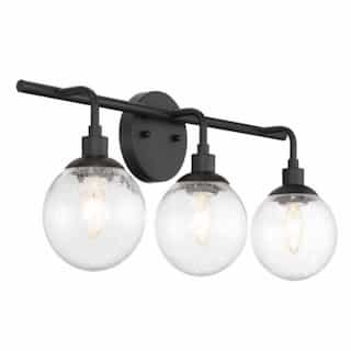 Que Vanity Light Fixture w/o Bulbs, 3 Lights, E12, Flat Black