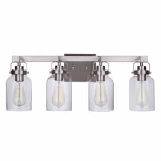 Foxwood Vanity Light Fixture w/o Bulbs, 4 Lights, E26, Polished Nickel