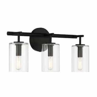 Hailie Vanity Light Fixture w/o Bulbs, 3 Lights, E12, Flat Black