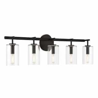 Hailie Vanity Light Fixture w/o Bulbs, 5 Lights, E12, Flat Black