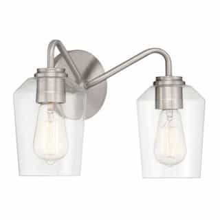 Shayna Vanity Light Fixture w/o Bulbs, 2 Lights, E26, Polished Nickel