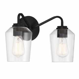 Shayna Vanity Light Fixture w/o Bulbs, 2 Lights, E26, Flat Black