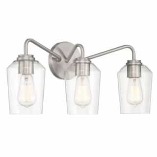 Shayna Vanity Light Fixture w/o Bulbs, 3 Lights, E26, Polished Nickel