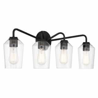 Shayna Vanity Light Fixture w/o Bulbs, 4 Lights, E26, Flat Black
