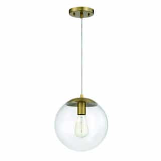 Gaze Small Pendant Light Fixture w/o Bulb, E26, Satin Brass/Clear
