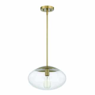 Gaze Oval Pendant Light Fixture w/o Bulb, E26, Satin Brass/Clear
