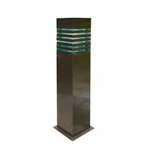 20W Square Stripe LED Bollard Pathway Light, Steel, 3000K, Bronze