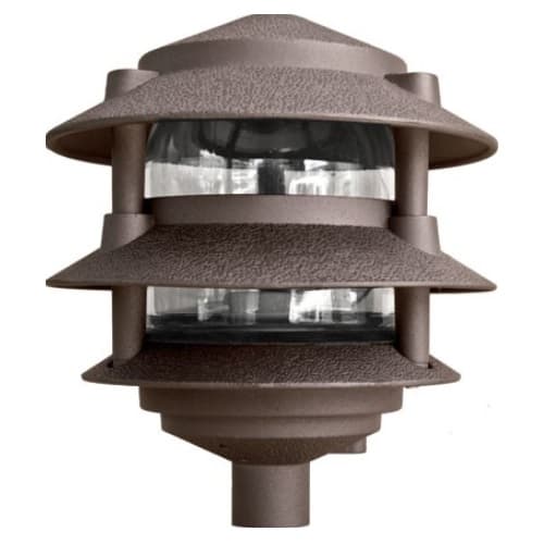 6-in 6W 3-Tier LED Pagoda Pathway Light w/ .5-in Base, A19, 120V, 3000K, Bronze