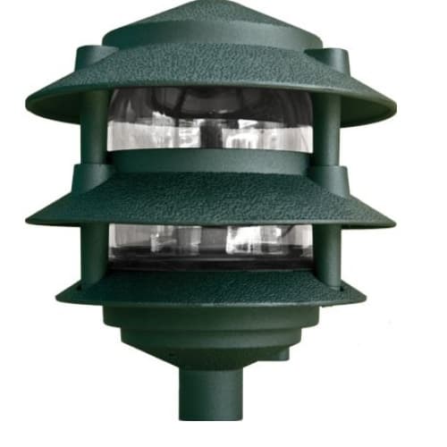 6-in 6W 3-Tier LED Pagoda Pathway Light w/ .5-in Base, A19, 120V, 6500K, Green