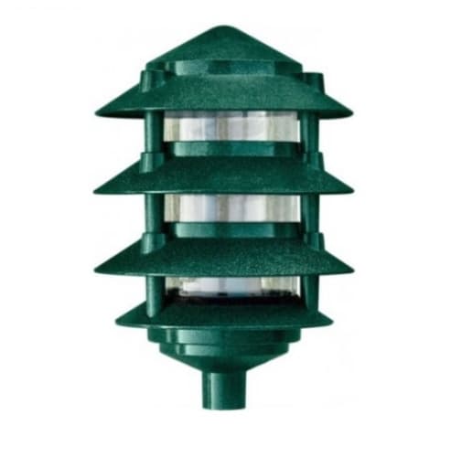 11W 6" 4-Tier LED Pagoda Pathway Light w/ 1/2" Base, 3000K, Green
