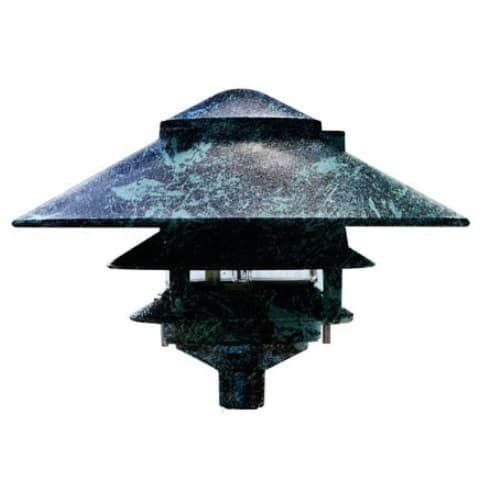 10-in 6W 3-Tier LED Pagoda Pathway Light w/ .5-in Base, A19, 120V, 6500K, Verde Green