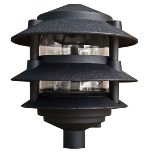 6W 7 x 6-in 3-Tier LED Pagoda Light, 3-in Base, A19, 3000K, Black