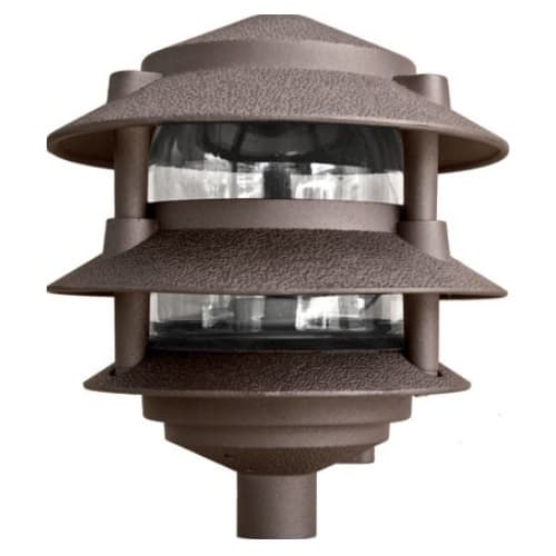 6-in 6W 3-Tier LED Pagoda Pathway Light w/ 3-in Base, A19, 120V, 3000K, Bronze
