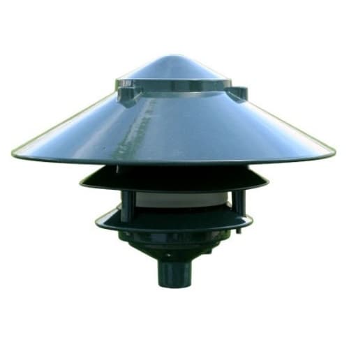 10-in 6W 3-Tier LED Pagoda Pathway Light w/ 3-in Base, A19, 120V, 6500K, Green