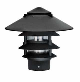 Dabmar 10-in 6W 4-Tier LED Pagoda Pathway Light w/ 3-in Base, A19, 120V, 3000K, Black